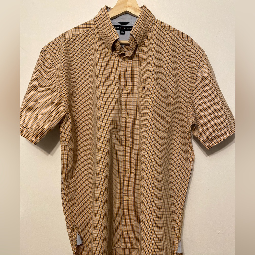 Tommy Hilfiger Men's Plaid Button-Down Shirt - Brown and Tan